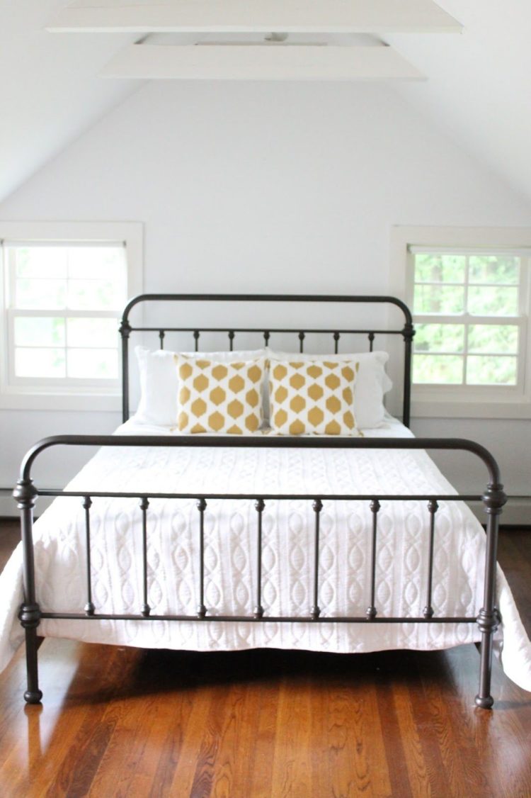 white metal bed frame room ideas