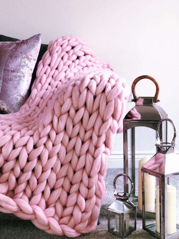 chunky knit blanket ivory
