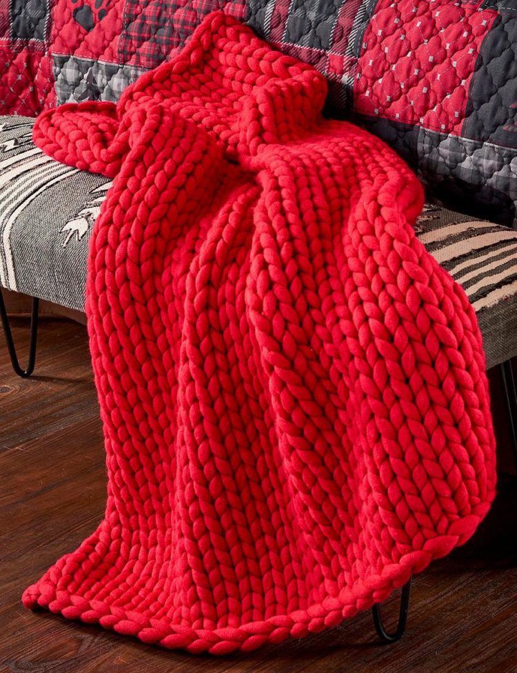 chunky knit blanket how much yarn
