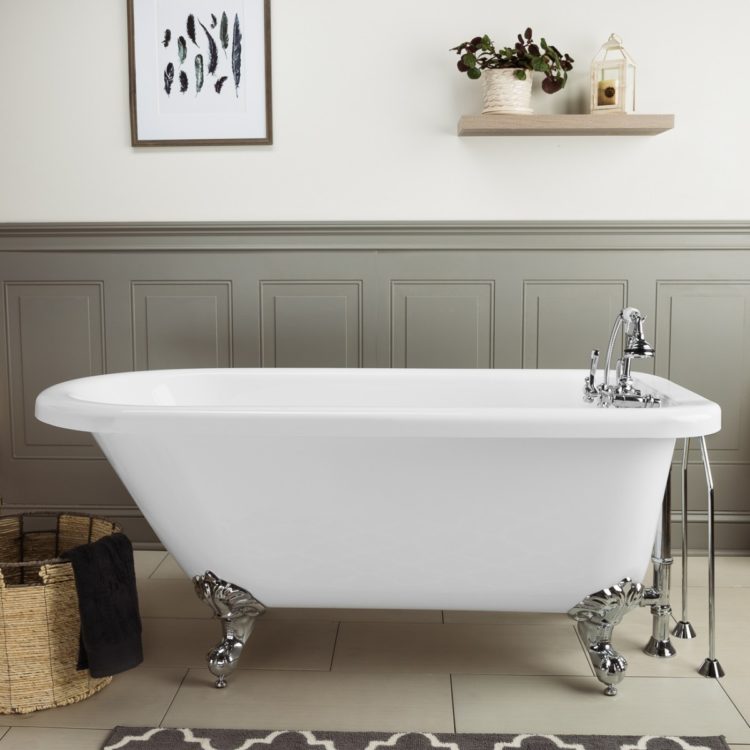 clawfoot tub next to shower