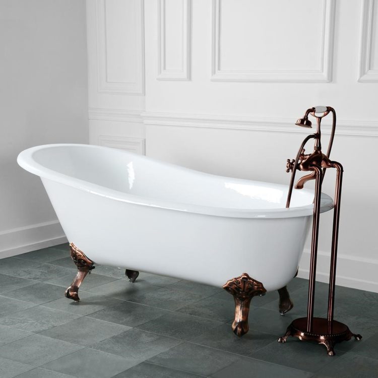 clawfoot tub glass shower surround