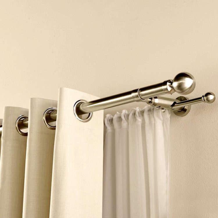 double curtain rod for bay window