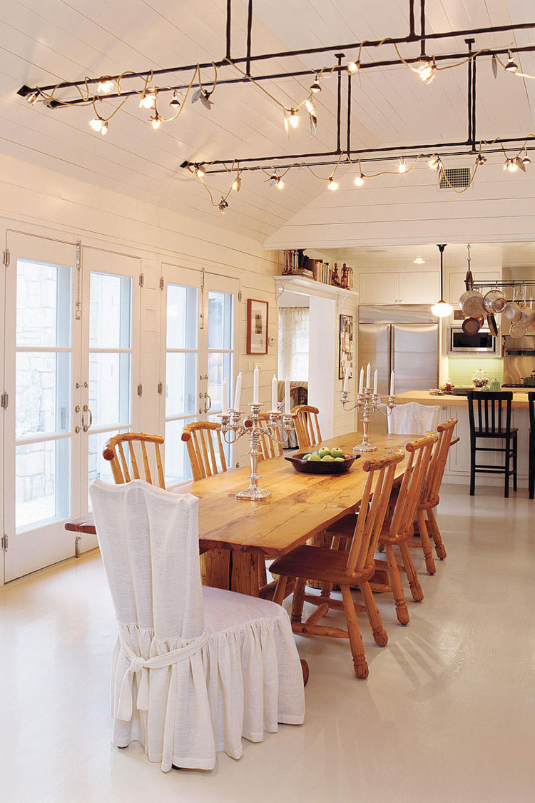 farmhouse table in kitchen