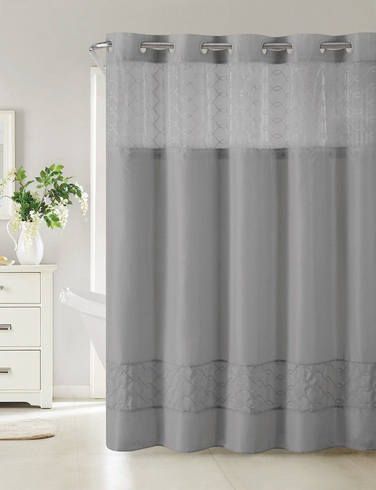 hookless shower curtain no liner needed