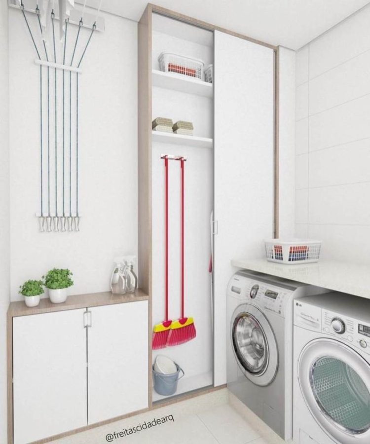 laundry room cabinet with hamper