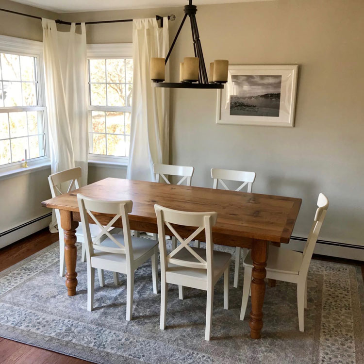 farmhouse table gray distressed