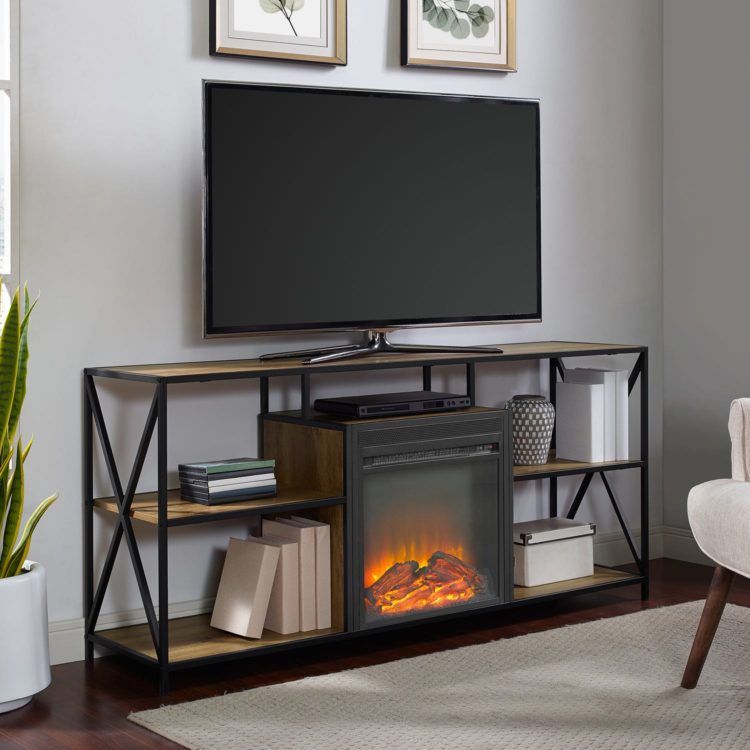 corner tv stand with propane fireplace