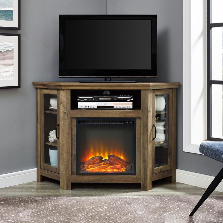 tv stand with fireplace plans