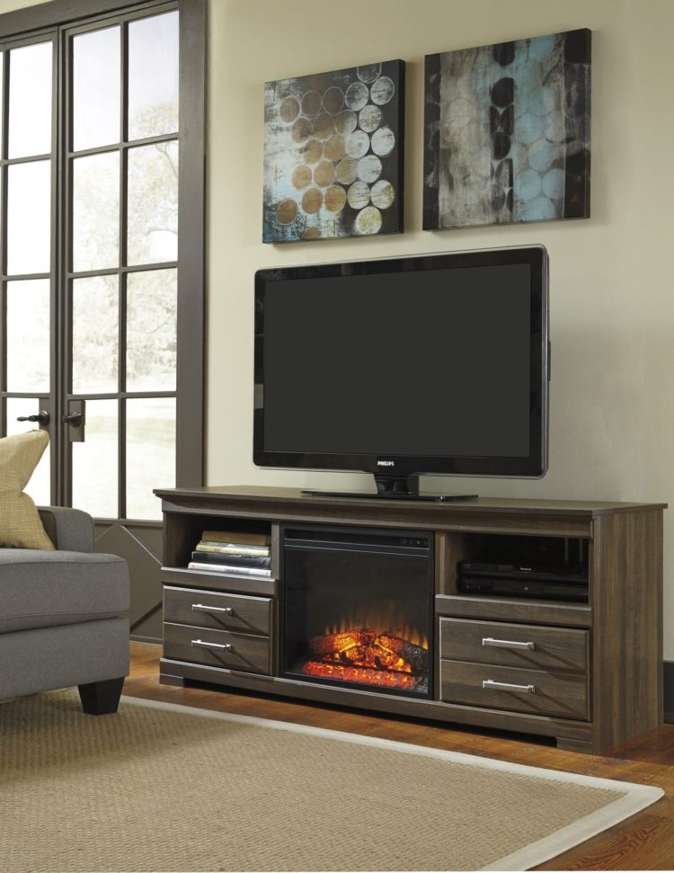 tv stand with fireplace rustic