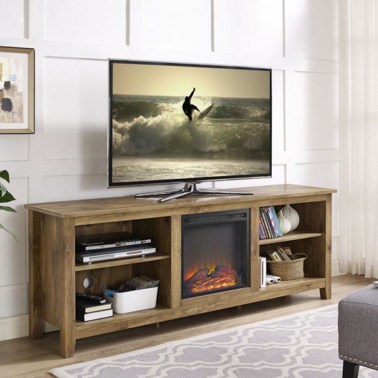 tv stand with realistic fireplace