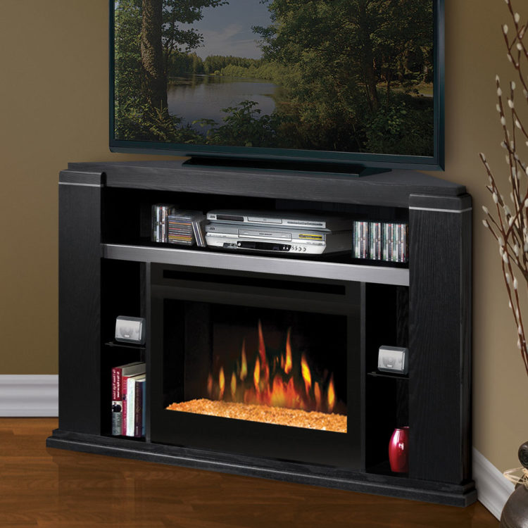 tv stand with linear fireplace