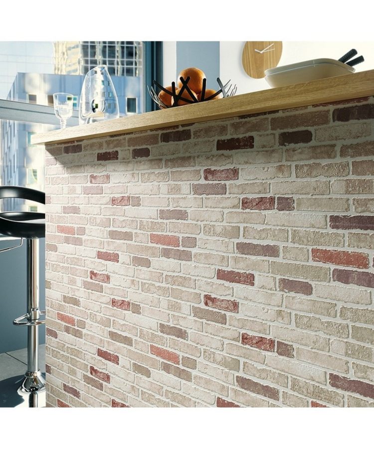 brick wallpaper kitchen backsplash