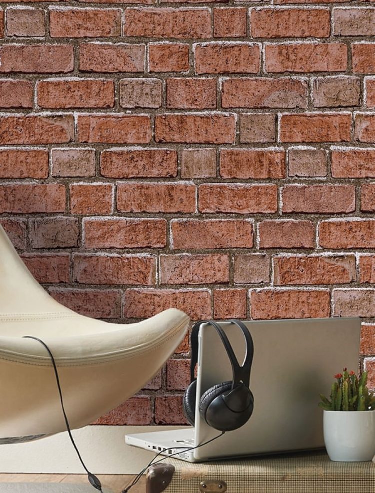 brick wallpaper living room