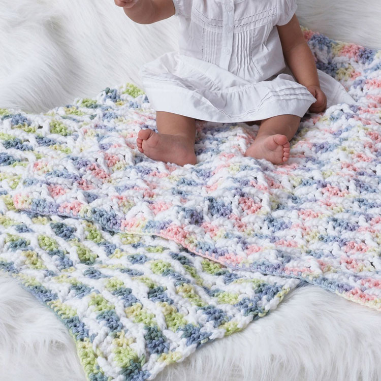crochet baby blanket in treble stitch