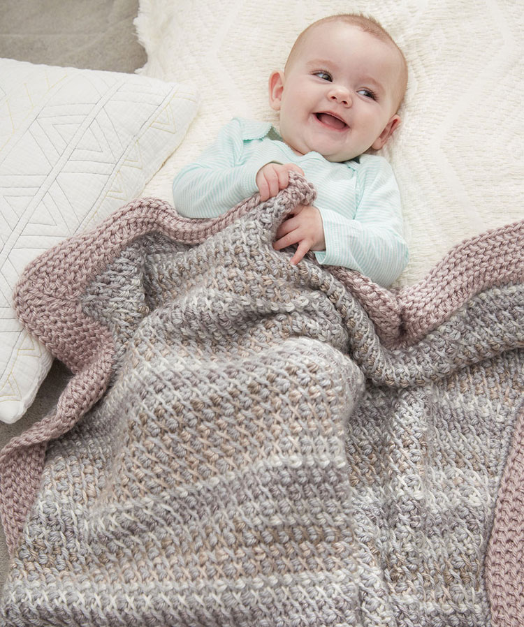 crochet baby blanket in squares