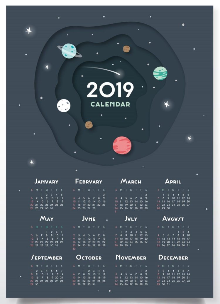 desk calendar june 2019