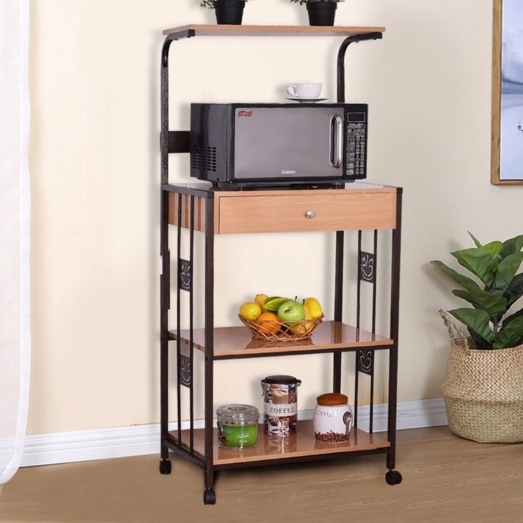 microwave stand with garbage