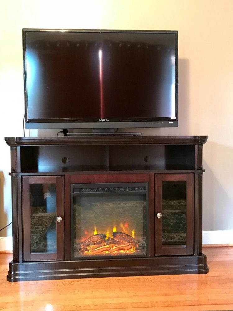 70in tv stand with fireplace