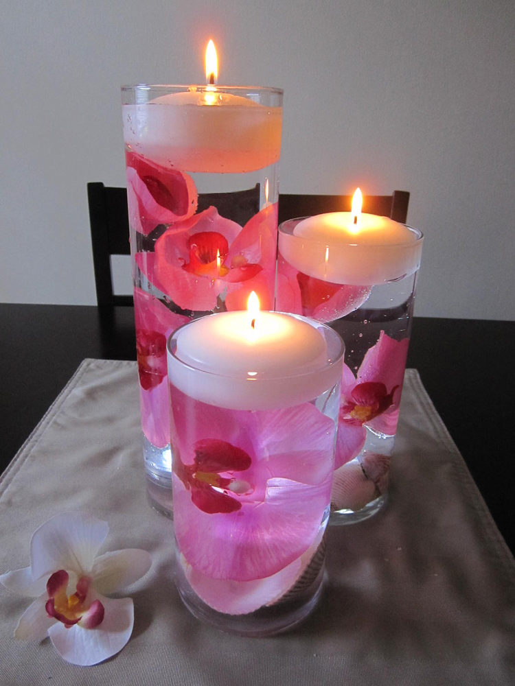 floating candles rose shaped