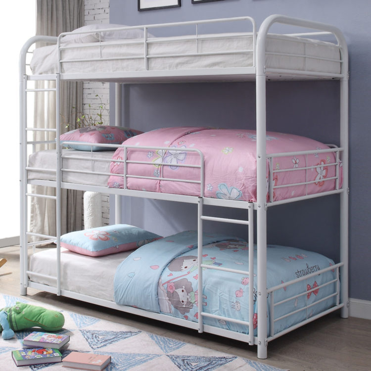 triple bunk bed grey